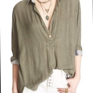 Free people on the road hi-lo striped tunic top